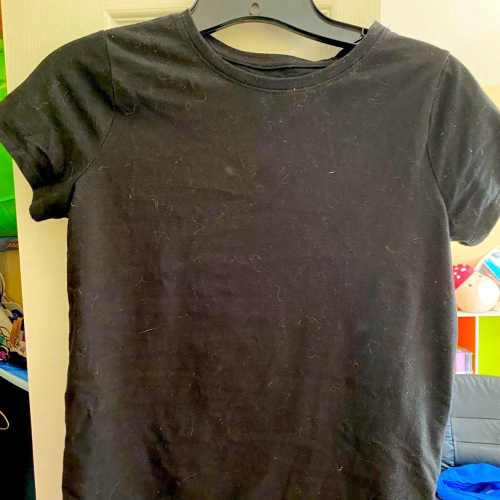 Girls Cat & Jack Short Sleeve Black Tee Shirt Size Large 10/12 EUC